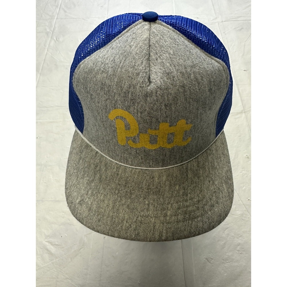 Vintage 80's UNIVERSITY OF PITT PANTHERS Trucker Hat Blue Gray
